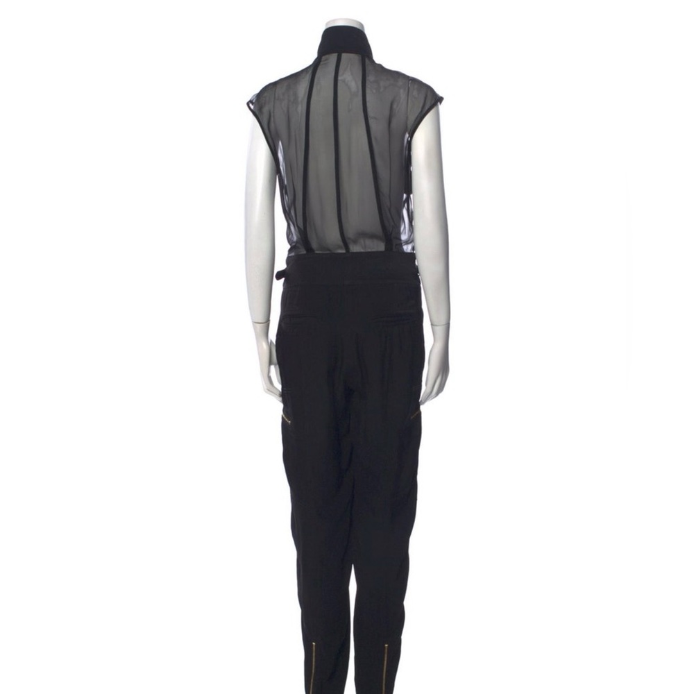 Jason Wu Black Sheer Utility Jumpsuit XS (US 2) Gold Zip Detail - Picture 2 of 16